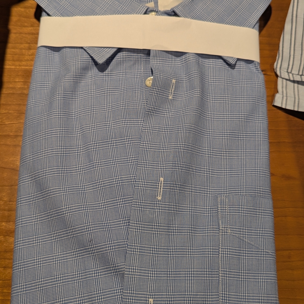 Gitman Bros 18-35 Men's Blue Checkered Shirt. Freshly Dry Cleaned.